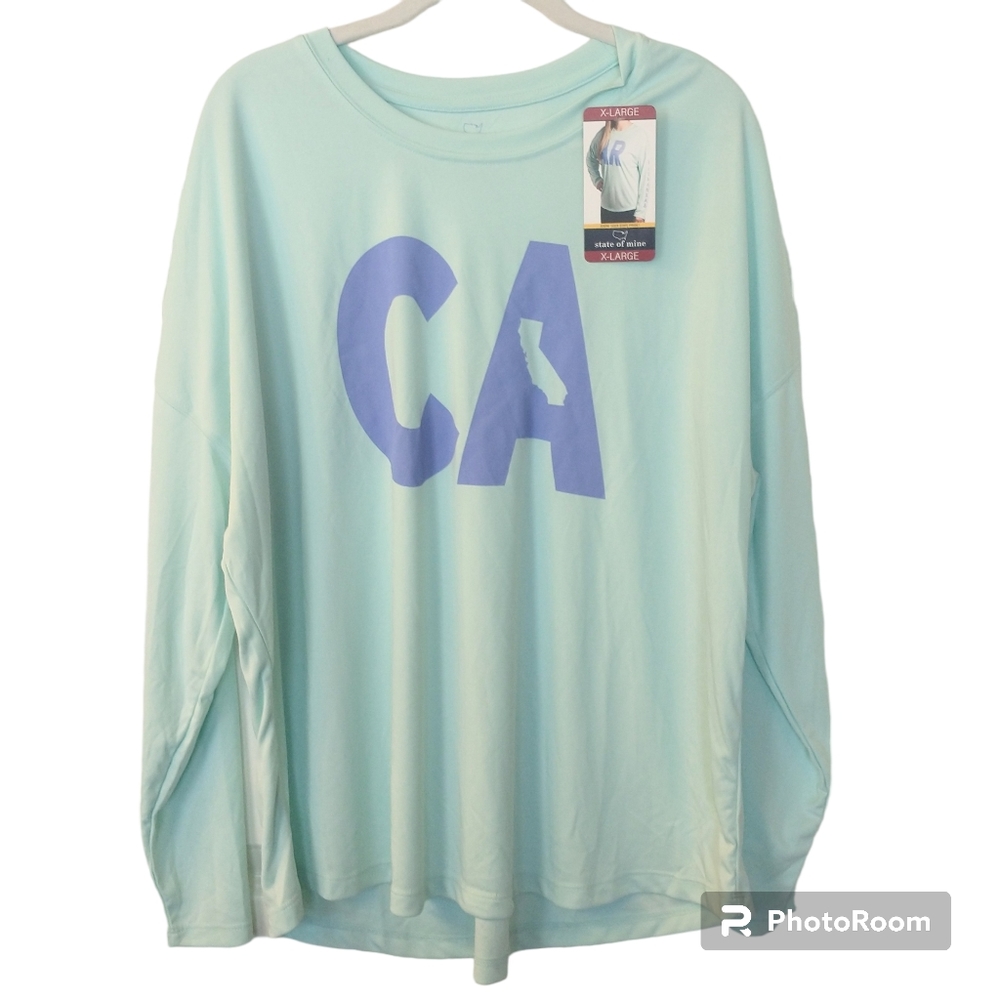 New With Tags California State of Mine Mint and Purple Long Sleeve Top - XL